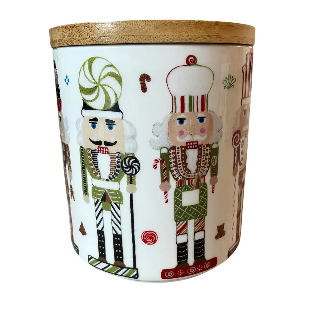 Grace Teaware Christmas NUTCRACKER Ceramic Canister w/ Wood Lid 6